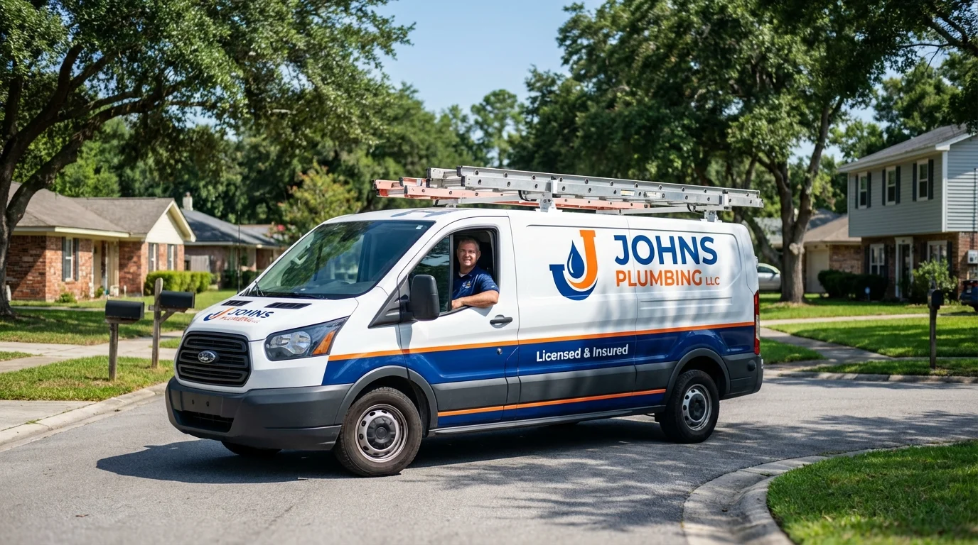 Johns Plumbing LLC service van in East Berlin, PA