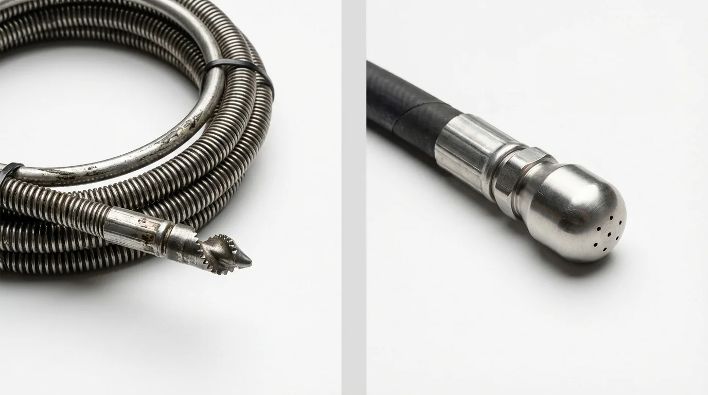 Drain snake cable and hydro jetting nozzle used for drain cleaning in East Berlin, PA
