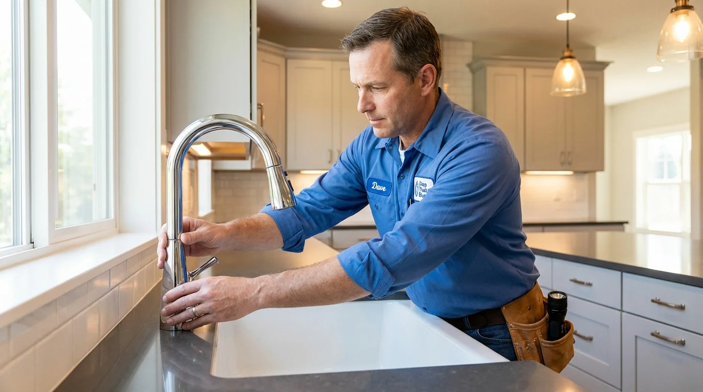 Kitchen faucet installation by Johns Plumbing LLC in East Berlin