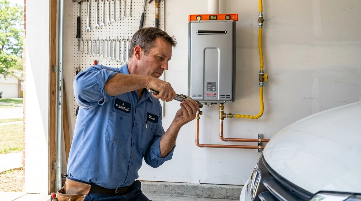 Tankless water heater installation by a Johns Plumbing LLC plumber in East Berlin